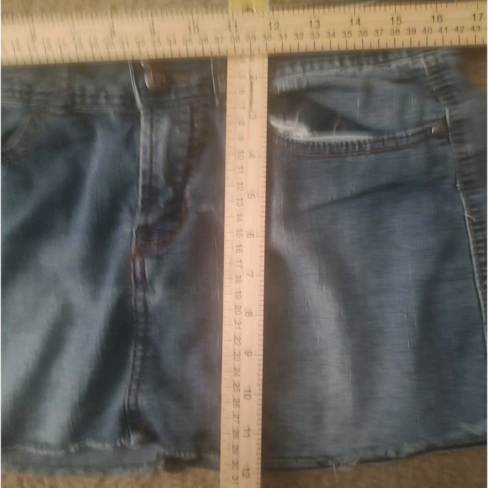 Miley Cyrus Skirt Distressed Size 11 Blue Jean So Short Mini Skirt